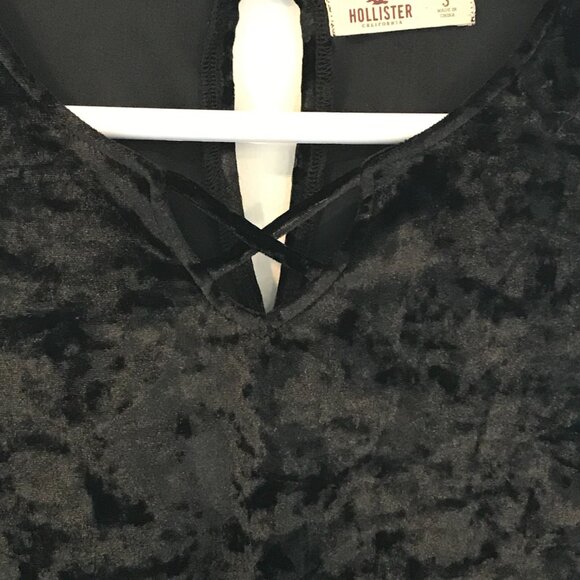 Hollister mini dress velvet black women S Y2K dark romantic flutter sleeves goth - Picture 3 of 6